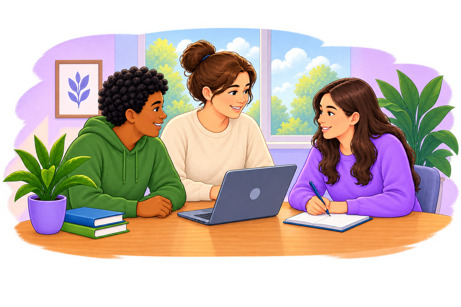 A family together at a laptop